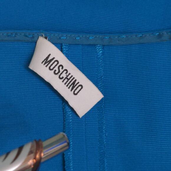 Moschino Womens A Line Dress Blue Pockets V Neck Cap Sleeve Pleated Side Zip S - Picture 8 of 10